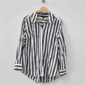 Lane Bryant Grey and White Button Down